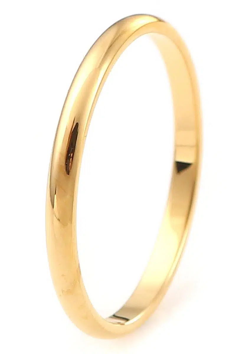 2mm Süper İnce Bombeli Parlak Erkek Kadın Çelik Alyans Yüzük cl26